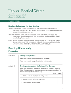 Tap vs. Bottled Water