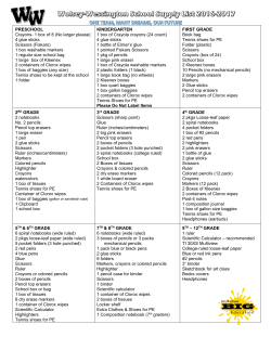 PRESCHOOL Crayons- 1 box of 8 (No larger please) 4 glue sticks