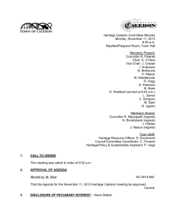 Heritage Caledon Committee Minutes Monday, November 11, 2013