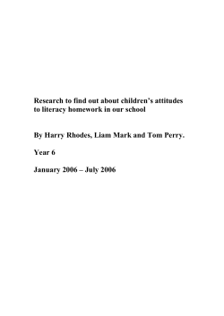 Children`s attitudes to literacy homework, by Harry Rhodes, Liam