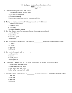 2014 Milk Quality Production Exam