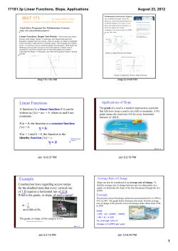 171S1.3p Linear Functions, Slope, Applications