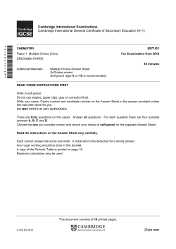 2018 Specimen Paper 1