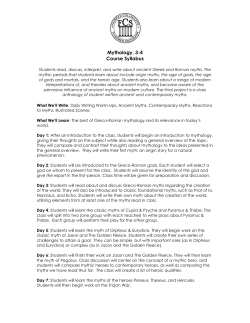 Mythology, 3-4 Course Syllabus