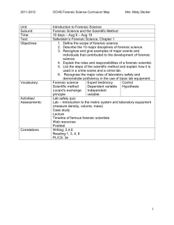 Unit: Introduction to Forensic Science Subunit: Forensic Science and