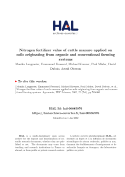 Nitrogen fertilizer value of cattle manure applied on soils originating