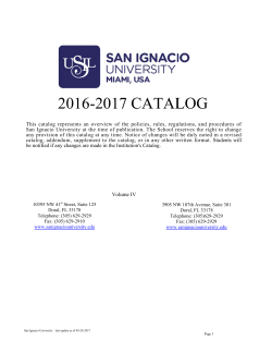 Catalog 2016 - San Ignacio University