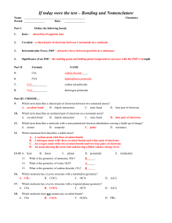 If today were the test &ndash; Bonding and Nomenclature