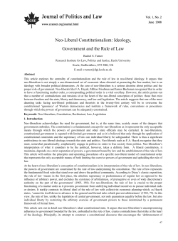 Neo-Liberal Constitutionalism: Ideology, Government and the Rule