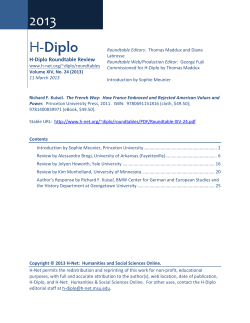 H-Diplo Roundtables, Vol. XIV, No. 24 (2013)