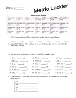 Name: Homework # 1. Fill in the abbreviations of the metric system