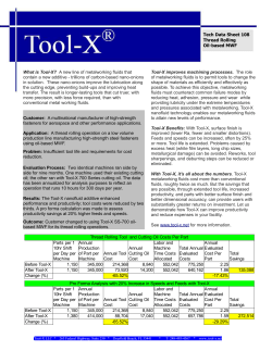 Tech Data Sheet 108 Thread Rolling Oil-based MWF What is Tool