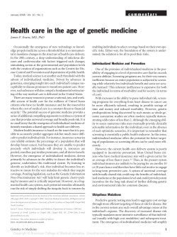 Health care in the age of genetic medicine