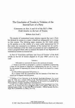 The Conclusion of Treaties in Violation of the Internal Law of a Party