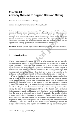 Advisory Systems to Support Decision Making