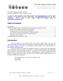 DNA Tribes Digest for November 30, 2009