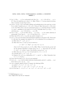 SHEET 1 - Magma Computational Algebra System