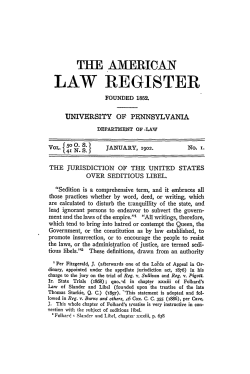 The Jurisdiction of the United States over Seditious Libel