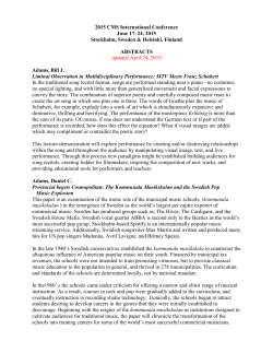 2015 CMS International Conference June 17&ndash;24, 2015 Stockholm