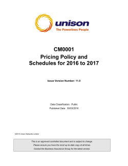 Unison Pricing Schedule