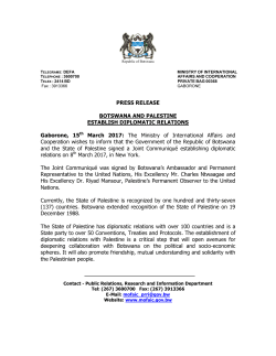 PRESS RELEASE BOTSWANA AND PALESTINE ESTABLISH