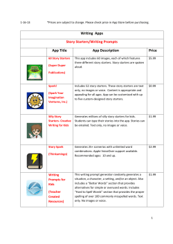 Writing Apps Story Starters/Writing Prompts App Title App
