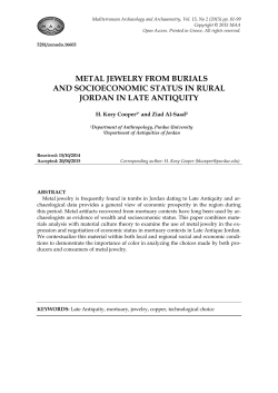 METAL JEWELRY FROM BURIALS AND SOCIOECONOMIC