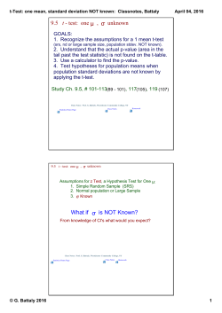 9.5 Hypothesis Test: 1 mean, &sigma; NOT known
