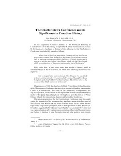 The Charlottetown Conference and its Significance in Canadian