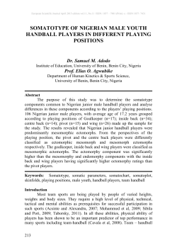 somatotype of nigerian male youth handball players in different