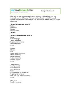 Monthly Budget Worksheet