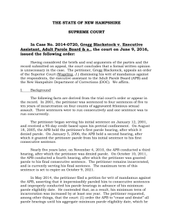 2014-0720, Gregg Blackstock v. Executive Assistant, Adult Parole