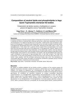 Composition of neutral lipids and phospholipids in tegu lizard
