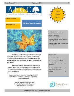 September 2014 Foster Parent Newsletter