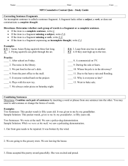 MP2 Cumulative Content Quiz - Study Guide Correcting Sentence