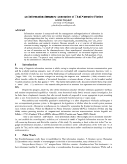 An Information Structure Annotation of Thai Narrative Fiction