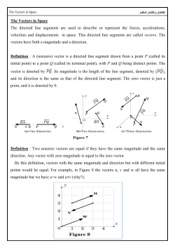 The Vectors in Space The directed line segments are used to