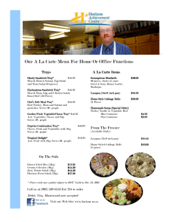 Our A La Carte Menu For Home Or Office Functions