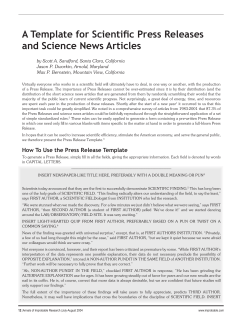 A Template for Scientific Press Releases and Science News Articles