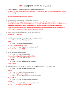 KEY - Weight vs Mass