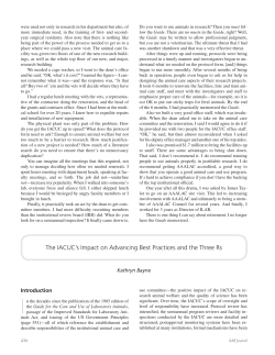The IACUC`s Impact on Advancing Best Practices and the Three Rs