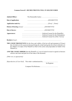 Common Form 65 - DECREE PROVING WILL IN SOLEMN FORM