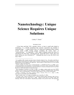 Nanotechnology: Unique Science Requires