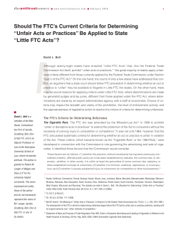 Should The FTC`s Current Criteria for Determining