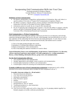 Incorporating Oral Communication Skills into Your Class