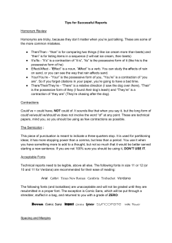 Tips for Successful Reports Homonym Review Homonyms are tricky