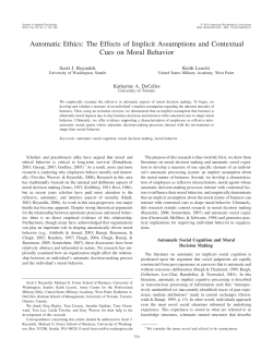 Automatic Ethics: The Effects of Implicit Assumptions and Contextual