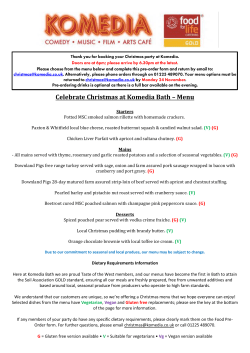 Celebrate Christmas at Komedia Bath &ndash; Menu