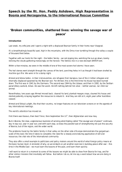 Speech by the Rt. Hon. Paddy Ashdown, High Representative in