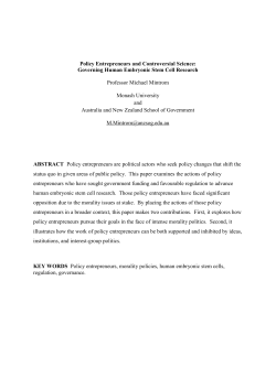 Policy Entrepreneurs and Controversial Science: Governing Human